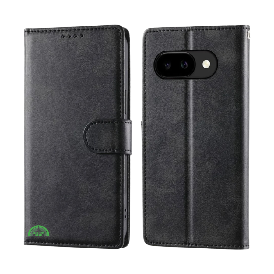 Google Pixel 10a Bookcase Hoesje Zwart Leren Look Met Pasjeshouder