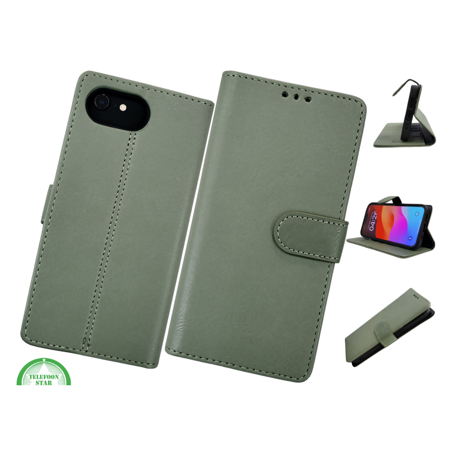 Boek case Groen cover iPhone 16E 2025 leer up