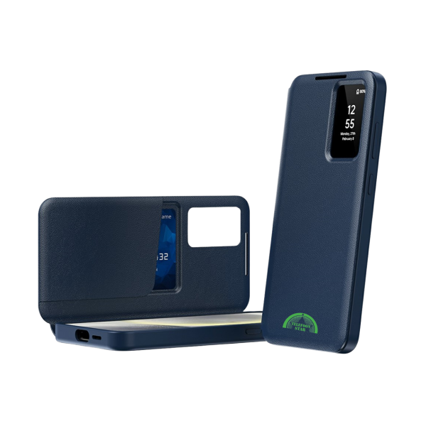 Samsung Galaxy S26 Ultra Donker Bluwe Wallet Case Met Smart Window Bescherming – foto 3