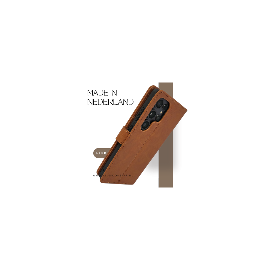 S25 Edge Boek Case Leer Stijlvolle en Beschermende Wallet Case Bruin