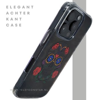 iPhone 16 Pro Hoesje met Skull Design &ndash; Elegante Achterkant Bescherming  Telefoonhoesje Transparant & Stevig