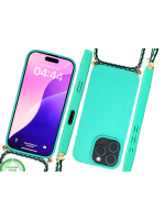 Groen Eco Koord Hoesje &ndash; Duurzaam Siliconen Touwkoord Case Met Draagkoord voor iPhone 16 Pro
