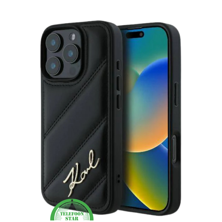 Hoesje voor iPhone 16 Pro Max Luxe Hoesje Zwart &ndash; Stijlvolle Bescherming met Elegant Design