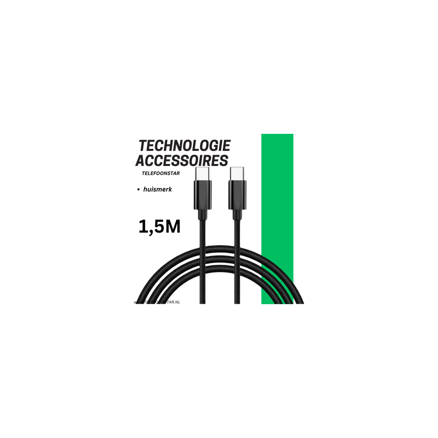 USB-C naar USB-C Oplaadkabel 1.5 Meter &ndash; Snelladen &amp; Data