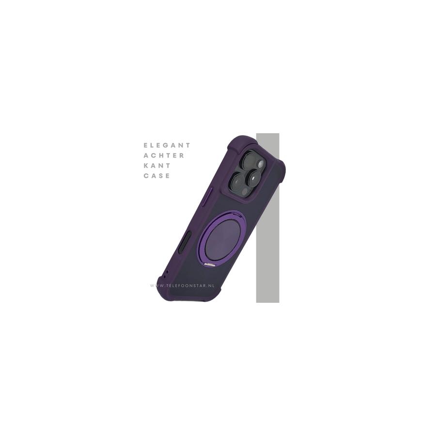 iPhone 16 Pro Donkerpaars Hoesje Met Ringhouder Stevige Bescherming Rugcover