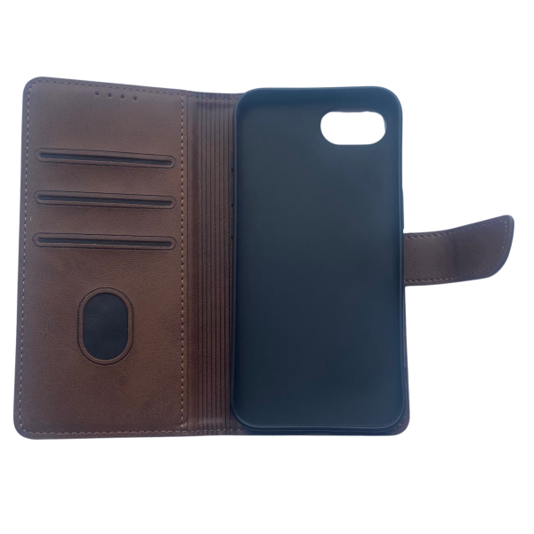 Luxe Boek iPhone 16E (2025)Bruin Leerlook Wallet Case Kaartvakken – foto 6