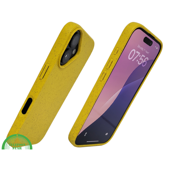 iPhone 16 Plus geel eco vriendelijk bioplastic schokbestendige cover – foto 2