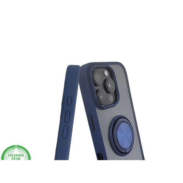 iPhone 16 Pro Donkerblauw Hoesje Met Ringhouder Stevige Rugcover Voor Extra Grip – foto 7