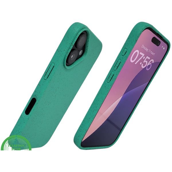 iPhone 16 Plus hoesje groen eco-vriendelijk bioplastic met zachte textuur – foto 2