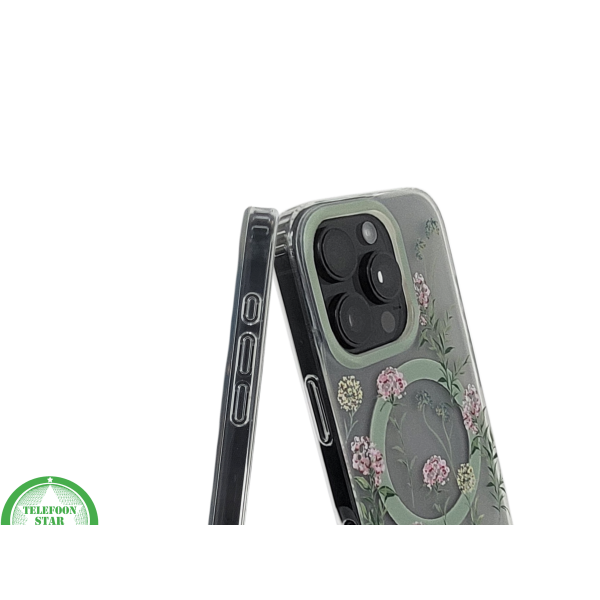 iPhone 16 Pro Transparant Hoesje Met Groene Bloemenprint Elegante Achterkant Bescherming – foto 6