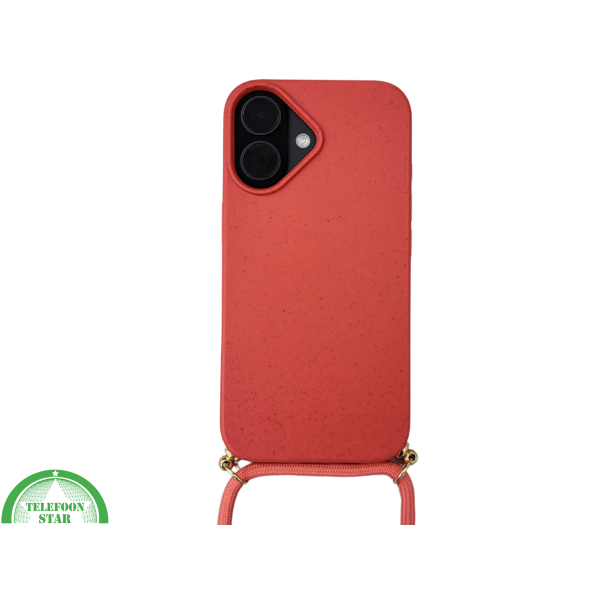 iPhone 16 Plus met Koord Rood Stijlvolle Duurzame Bescherming – foto 2