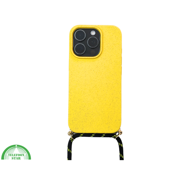 Gele Koord Hoesje &ndash; Duurzaam Siliconen Crossbody Case met Verstelbaar Draagkoord voor iPhone 16 Pro – foto 4