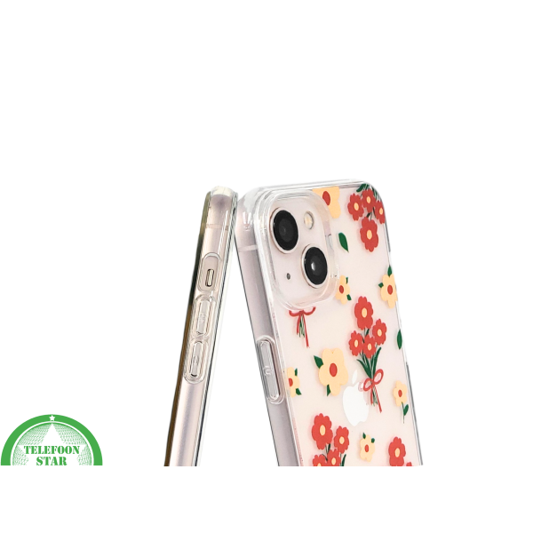 iPhone 13 / 14 Hoesje &ndash; Transparant Bloemenprint met Rode Boeketten | Telefoonstar – foto 5