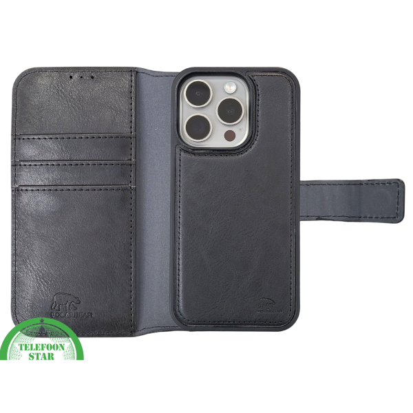 Zwart Bookcase Hoesje twee en een iPhone 15 Pro &ndash; Luxe PU-leer &amp; Kaarthouder | Telefoonstar.nl – foto 5