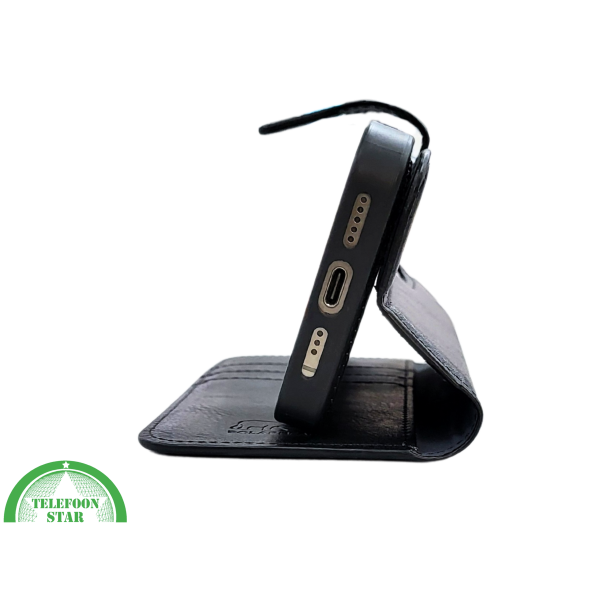 Zwart Bookcase Hoesje twee en een iPhone 15 Pro &ndash; Luxe PU-leer &amp; Kaarthouder | Telefoonstar.nl – foto 6