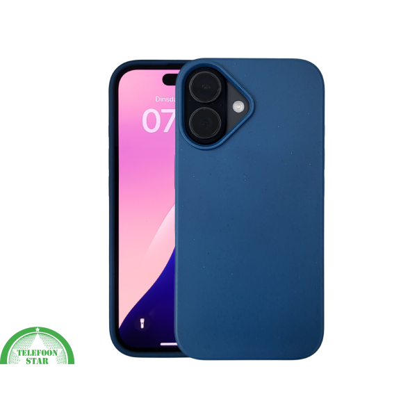 iPhone 16 hoesje blauw soft touch siliconen met schokabsorptie – foto 3