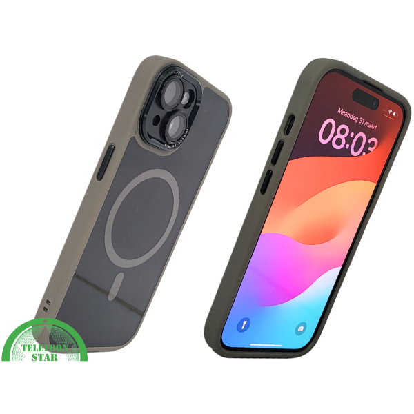 iPhone 15 Hoesje &ndash; Transparant met Beige Rand &amp; MagSafe | Elegant, Neutraal &amp; Praktisch – foto 2