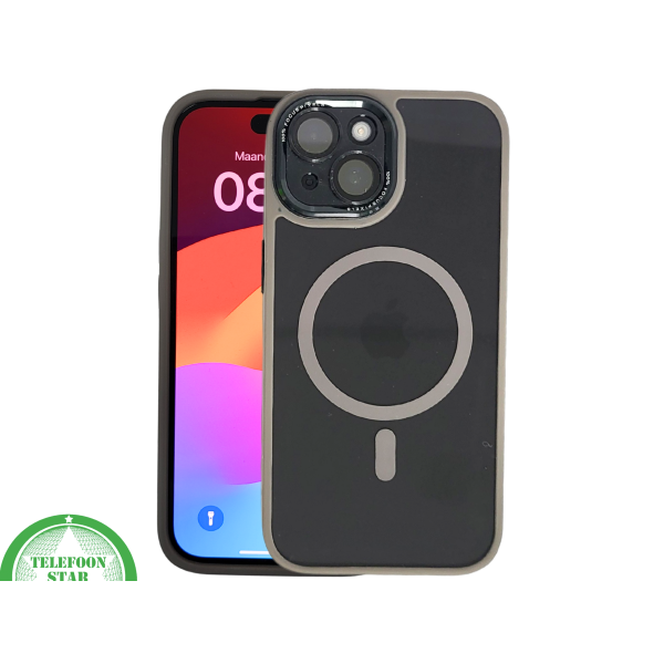 iPhone 15 Hoesje &ndash; Transparant met Beige Rand &amp; MagSafe | Elegant, Neutraal &amp; Praktisch – foto 3