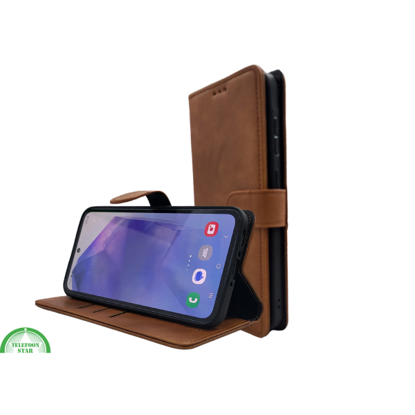Samsung Galaxy A17 Boek Case Leer Stijlvolle en Beschermende Wallet Case Bruin – foto 4