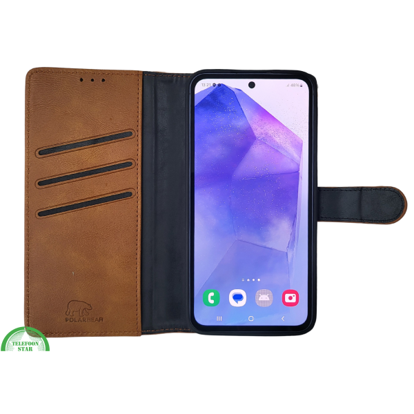 Samsung Galaxy A17 Boek Case Leer Stijlvolle en Beschermende Wallet Case Bruin – foto 8
