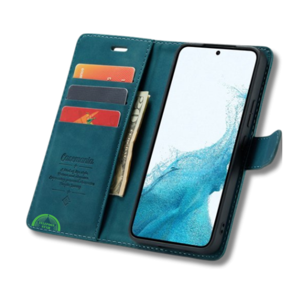 Hoesje voor Oppo Reno 11F Blauwgroen Bookcase Premium kunstleer volledig – foto 3