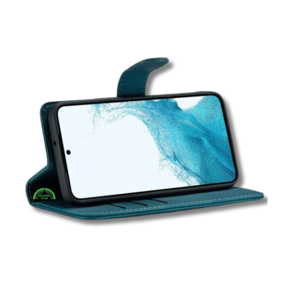 Hoesje voor Oppo Reno 11F Blauwgroen Bookcase Premium kunstleer volledig – foto 4