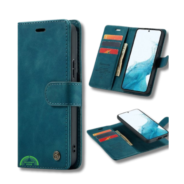 Hoesje voor Oppo Reno 11F Blauwgroen Bookcase Premium kunstleer volledig – foto 5