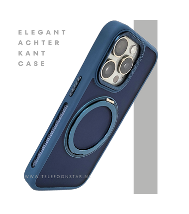 Donkerblauw iPhone 15 Pro Max Hoesje met Ringhouder &ndash; Grip & Bescherming | Telefoonstar.nl