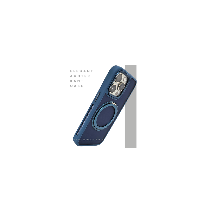 Donkerblauw iPhone 15 Pro Max Hoesje met Ringhouder &ndash; Grip &amp; Bescherming | Telefoonstar.nl