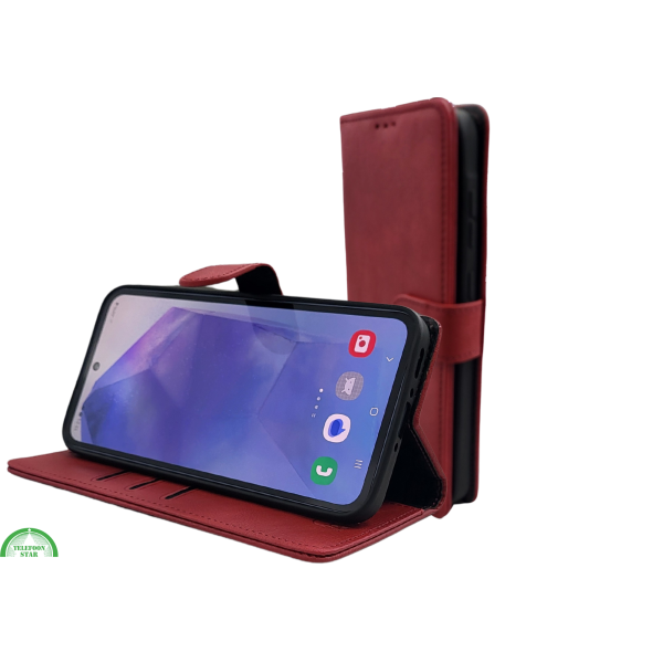 A17 Boek Case Leer Stijlvolle en Beschermende Wallet Case bordeauxrood – foto 4