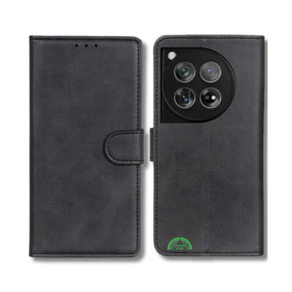 Bookcase Hoesje voor OnePlus 12 Zwart Vintage Leer Look met Magnetische Sluiting – foto 5
