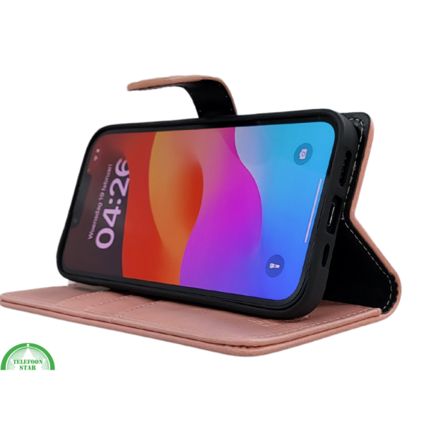 portemonnee licht Roos cover boek case iPhone 16E Nieuw model 2025 – foto 3