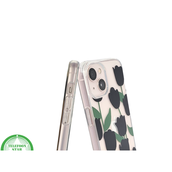 iPhone 13 / 14 Hoesje &ndash; Transparante Case met Zwarte Tulpen | Telefoonstar – foto 6