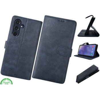 Samsung Galaxy A17 Boek Case Leer Stijlvolle en Beschermende Wallet Case Blauw