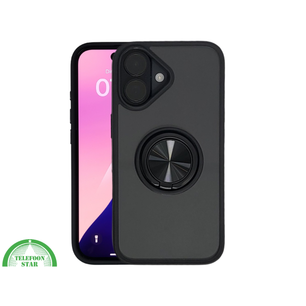 iPhone 16 hoesje zwart transparant met MagSafe ring en stevige bescherming – foto 3