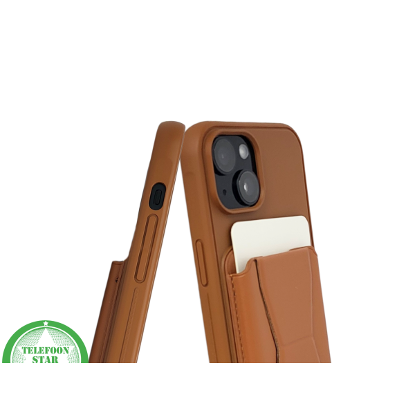 iPhone 15 Hoesje &ndash; Cognacbruin met Pasjeshouder | Functioneel &amp; Stijlvol – foto 6