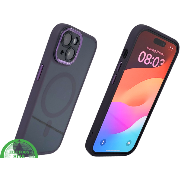 iPhone 15 Hoesje &ndash; Paars met Transparante Back &amp; MagSafe | Elegant &amp; Effici&euml;nt – foto 2