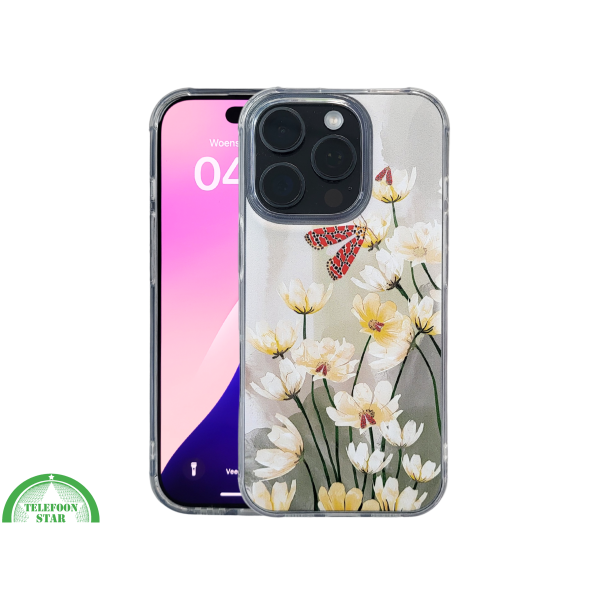 iPhone 16 Pro Max Transparant Hoesje Met Bloemen En Vlinder Elegante Achterkant Bescherming – foto 3