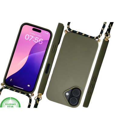 iPhone 16 Hoesje met Koord Olijfgroen&ndash; Stoere & Duurzame Bescherming