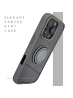 iPhone 16 Pro max Grijs Hoesje Met Ringhouder Stevige Rugcover Voor Extra Grip