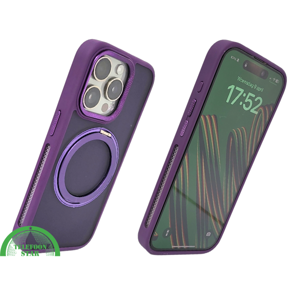 Paars iPhone 15 Pro Max Hoesje met Ringhouder &ndash; MagSafe &amp; Kickstand | Telefoonstar.nl – foto 2