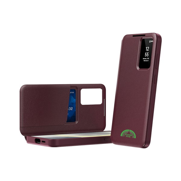 Samsung Galaxy S26 Ultra Hoesje Rood Smart View Bookcase met Pasjeshouder – foto 2