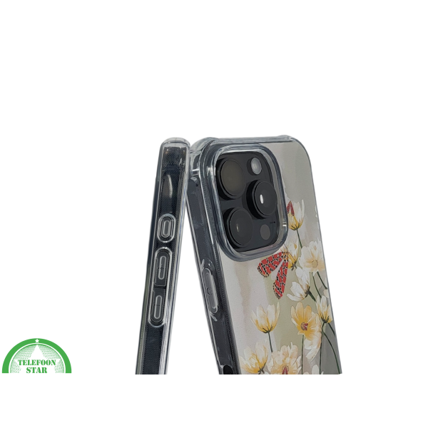 iPhone 16 Pro Max Transparant Hoesje Met Bloemen En Vlinder Elegante Achterkant Bescherming – foto 6