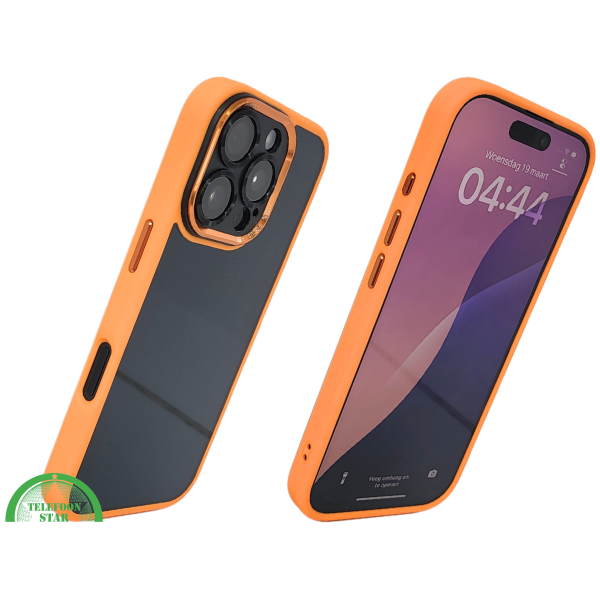 iPhone 16 Pro Oranje Hoesje Met Transparante Achterkant Stevige Bescherming – foto 2