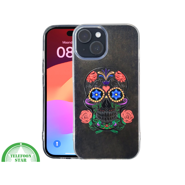 iPhone 15 Hoesje &ndash; Sugar Skull Design | Transparant, Kleurrijk &amp; Uniek – foto 3