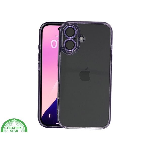 iPhone 16 hoesje lila transparant met schokbestendige bescherming en slank design – foto 3