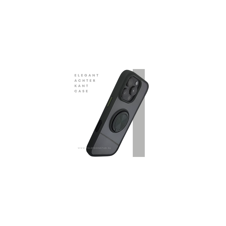 iPhone 16 Pro Max Zwart Hoesje Met Ringhouder Stevige Rugcover Voor Extra Grip