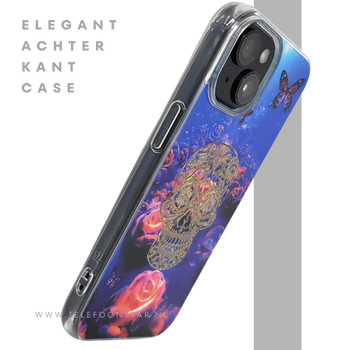 iPhone 15 Hoesje &ndash; Neon Skull & Vlinder Design | Creatief, Stoer & Beschermend
