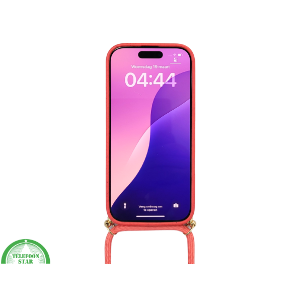Koraalrood Koord Hoesje &ndash; Biologisch Afbreekbare Crossbody Case Met Verstelbare Draagkoord voor iPhone 16 Pro – foto 3