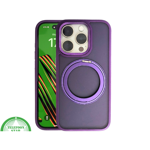 Paars iPhone 15 Pro Max Hoesje met Ringhouder &ndash; MagSafe &amp; Kickstand | Telefoonstar.nl – foto 3